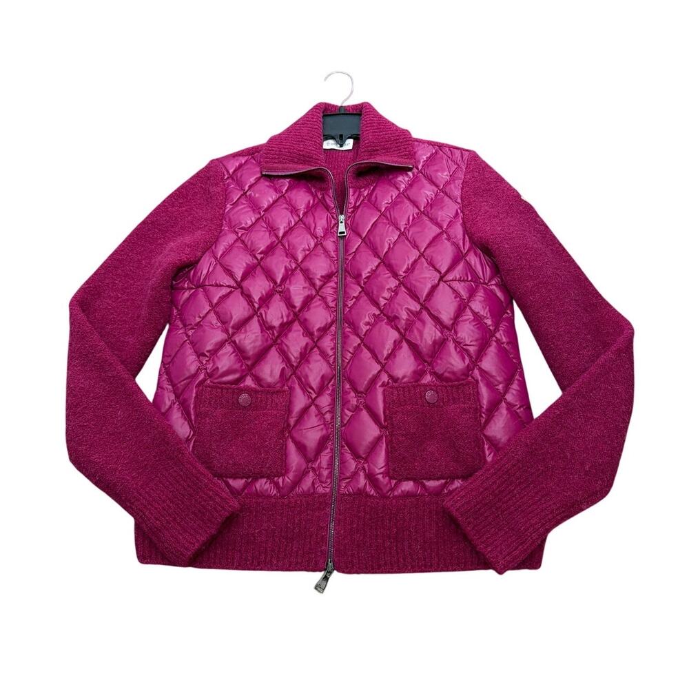 Monclear Tricot Cardigan Pink Size Large Full Zip Sweater Jacket